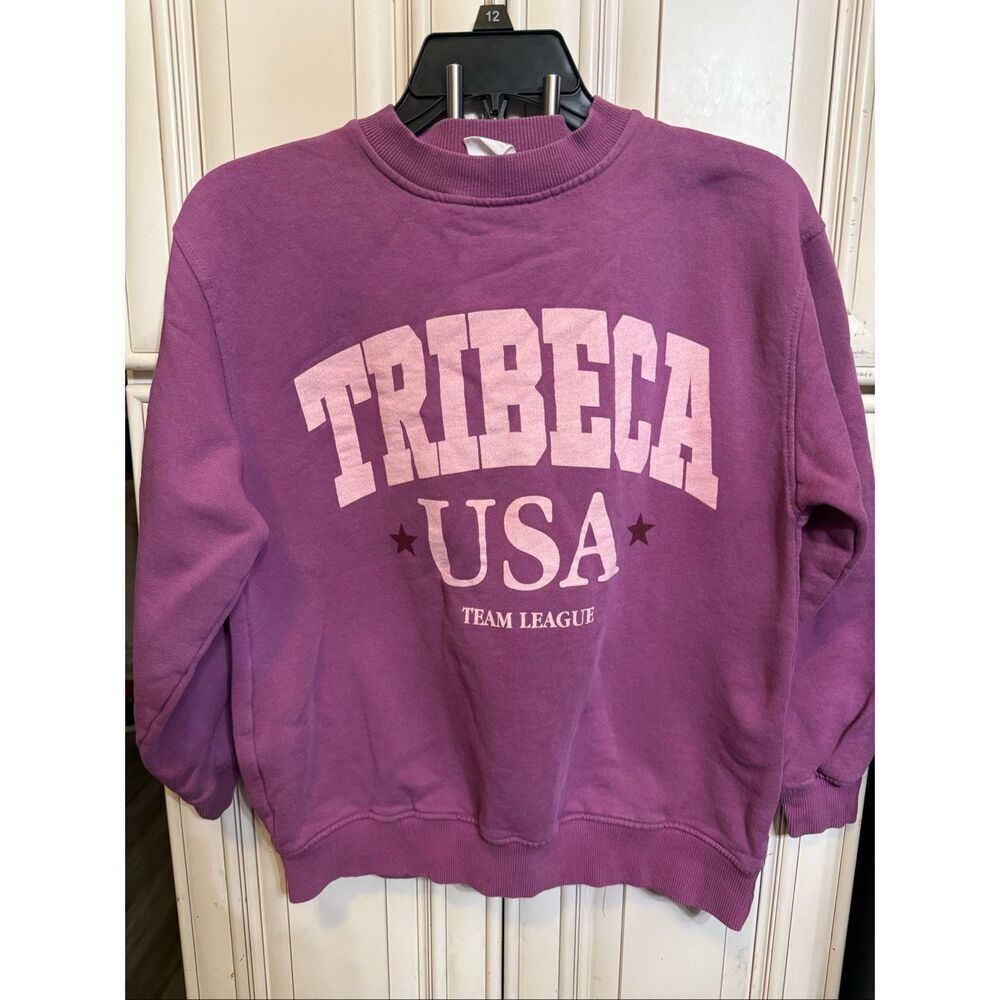 Zara Girls Team League Tribeca USA Crew Neck Pullover Sweatshirt Purple Sz 11-12
